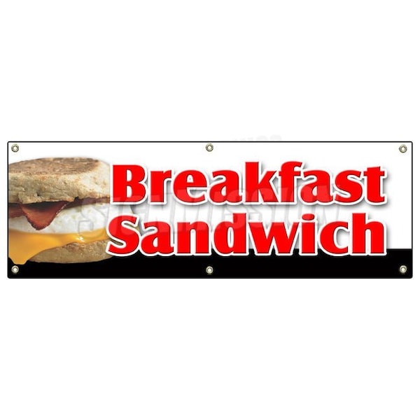 BREAKFAST SANDWICH BANNER SIGN sausage bacon bagel croissant cheese